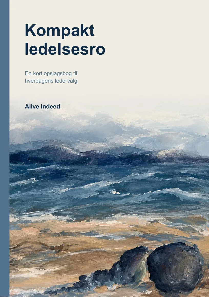 Omslaget til Kompakt ledelsesro: et maleri af bølger og sten på en strand.